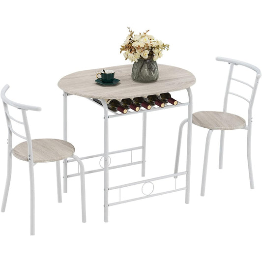Space-Saving 3-Piece Dining Set with Wine Rack for Small Kitchens- New in box