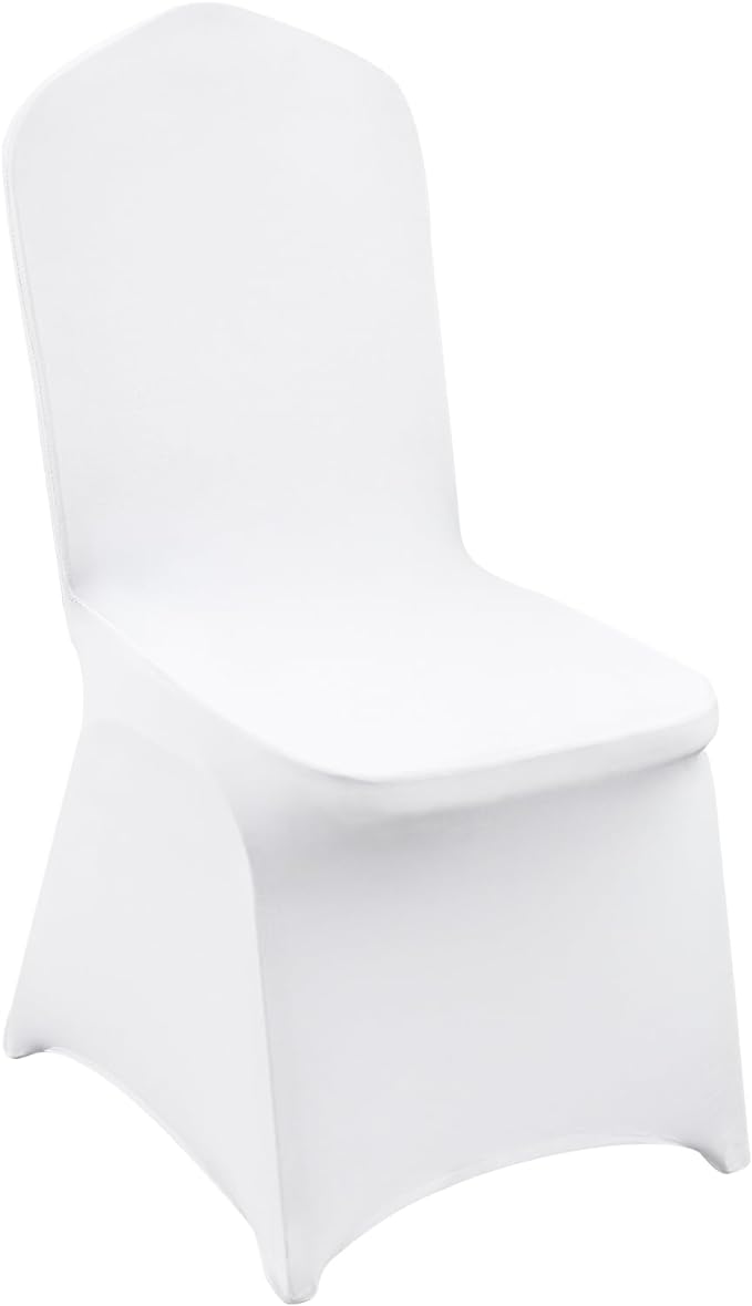 VEVOR 12-Pack White Polyester Spandex Flat-Front Stretch Chair Covers for Events
