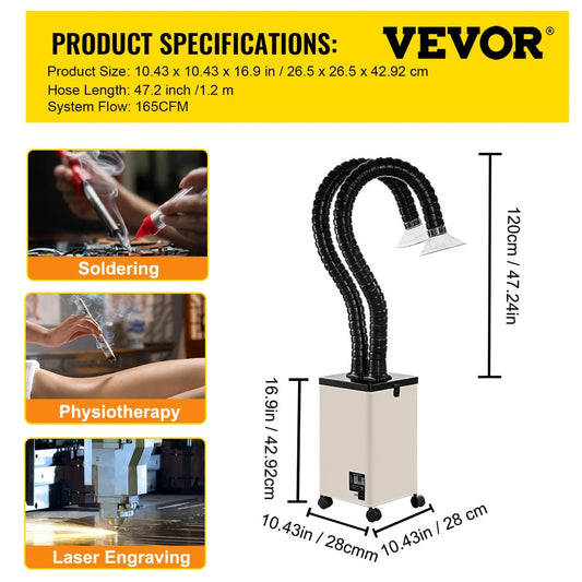 VEVOR 150W Fume Extractor with 3-Stage Filtration