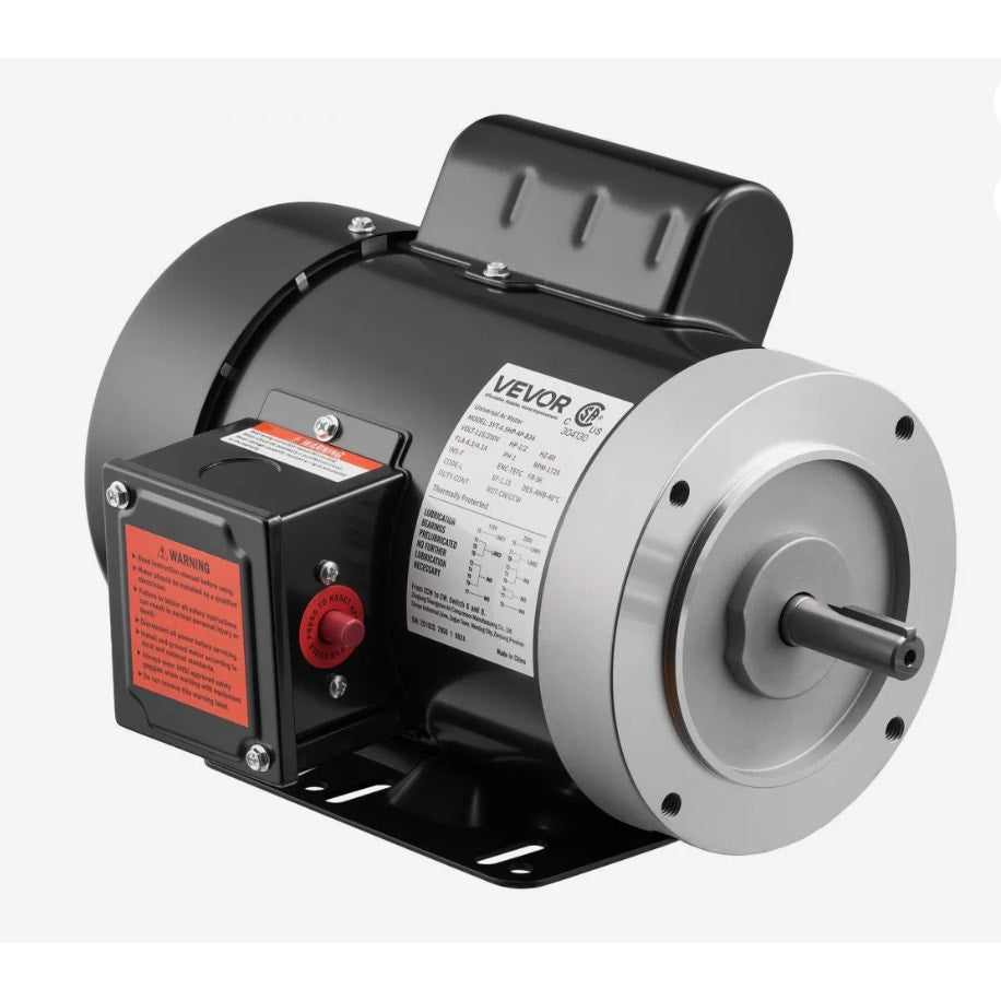 VEVOR 1/2 HP Electric Motor 1725 RPM 115/230V Single Phase 56 Frame