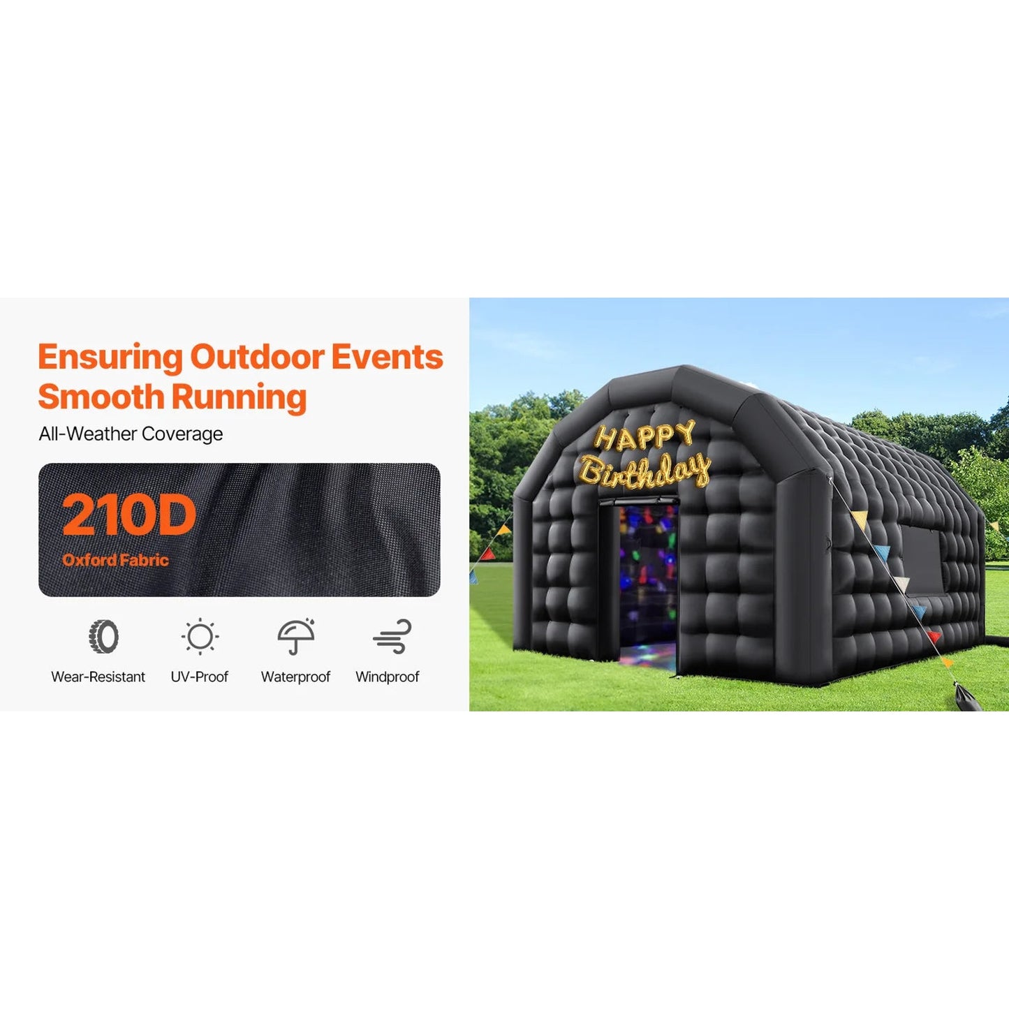 Inflatable Nightclub 19.7 x 16.4 x 12 ft Party Tent with 680W Blower & Sandbags