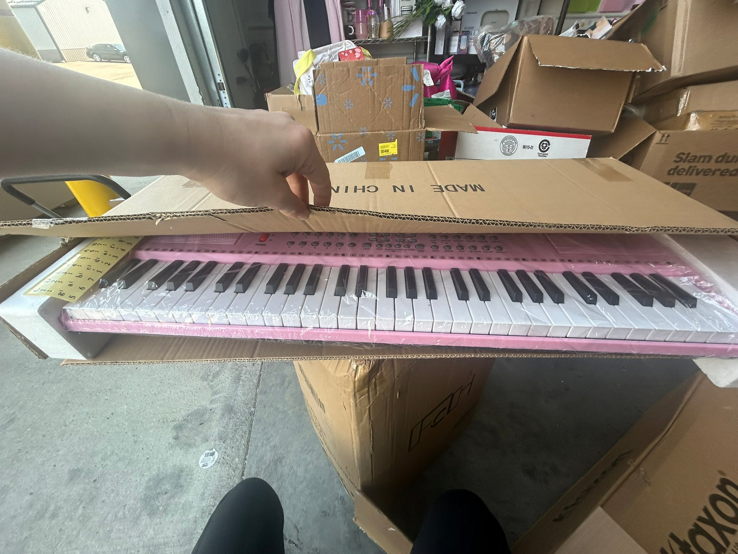 New, Pink 61-Key Digital Keyboard Piano Set with Stand and Bench