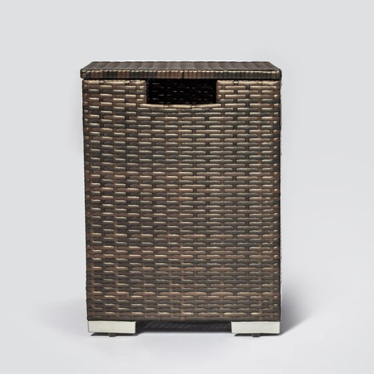 Rattan Propane Tank Cover / Storage Table – 16"x16"x22", Brown, New & Assembled