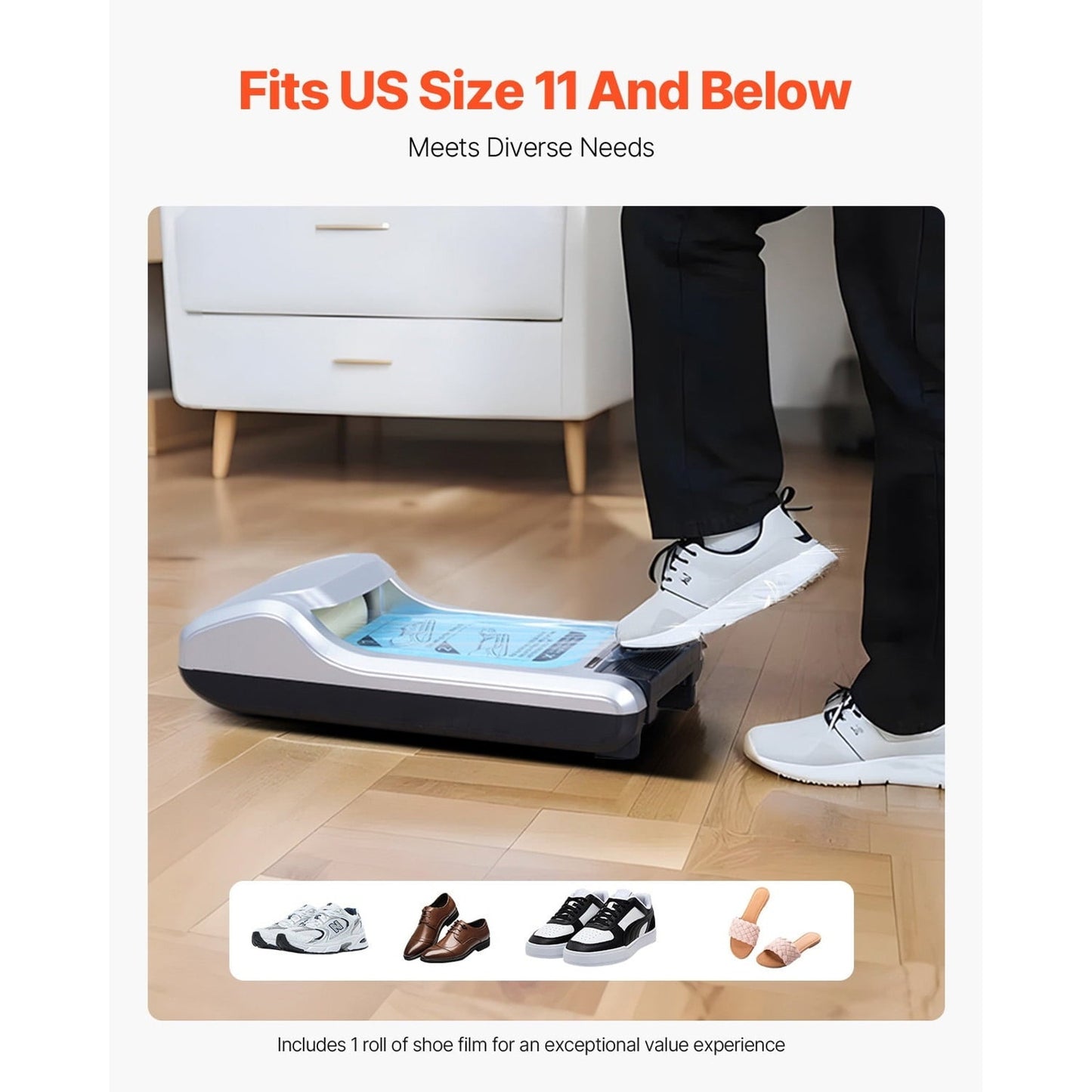 Automatic Shoe Cover Dispenser, Hands-Free with 600 Covers (Silver)