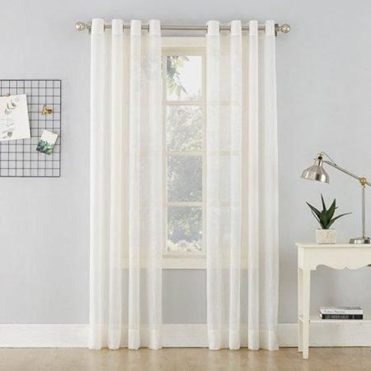 Set of 2 Erica Eggshell Crushed Sheer Grommet Curtain Panels 51x84
