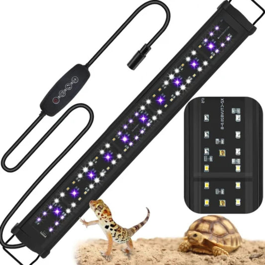 22″ LED UVB Reptile Light Bar – 26W, Adjustable 10.0–20.0, Timer & Dimming