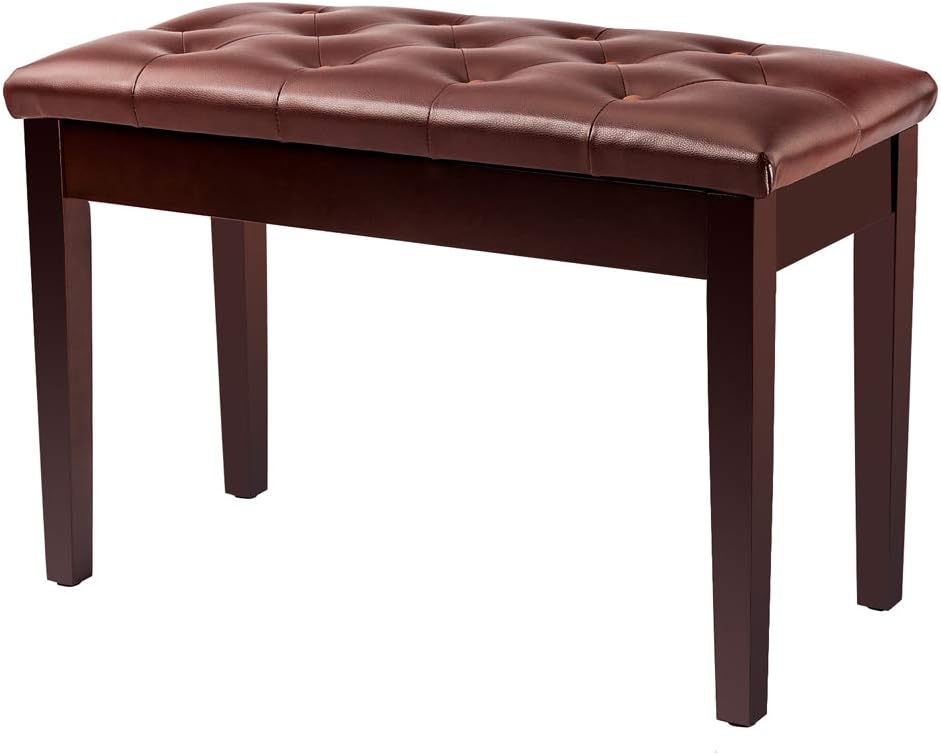 Bonnlo Duet Piano Bench: Plush Padded Cushion, Music Storage, Sturdy Solid Wood