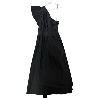 Madewell Ruffled One-Shoulder Midi Dress in Black Size 6 NWT