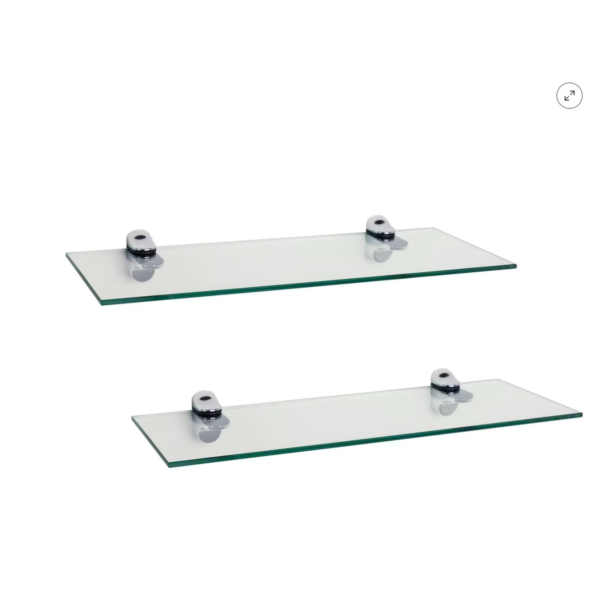 Danya B 16" Clear Glass Floating Shelves Chrome Brackets Set of 2