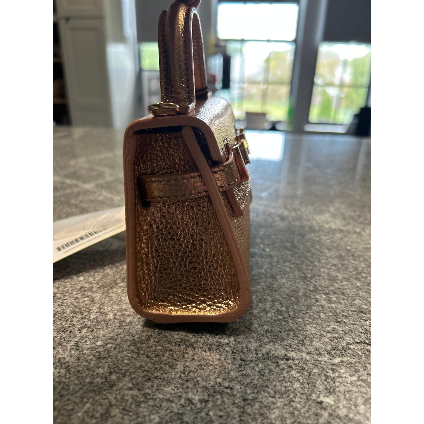 Rare Teddy Blake Ava 6" Micro Handbag – Oro Rosa Gold Leather – NWT