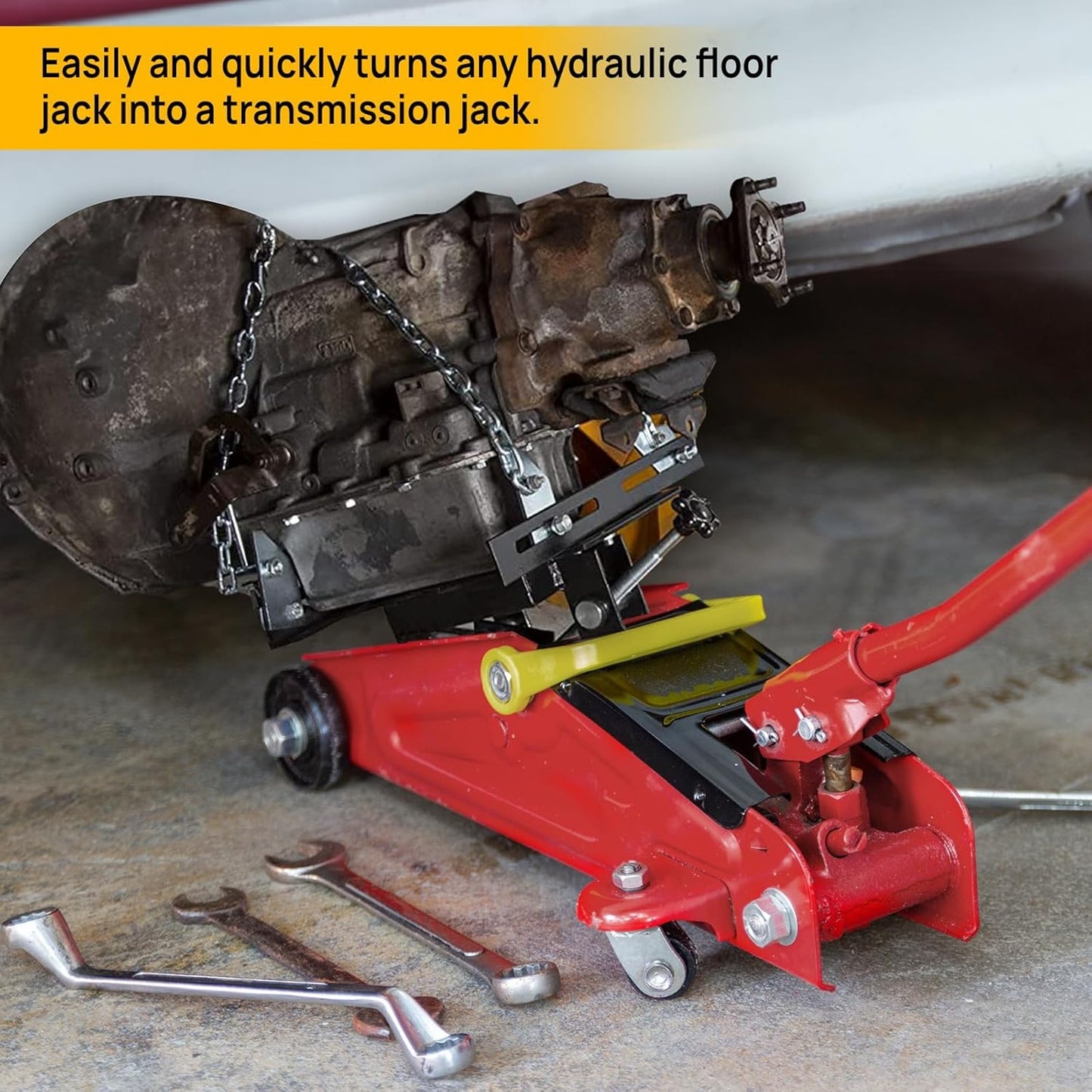 Heavy-Duty Hydraulic Floor Jack Transmission Adapter for Cars, Trucks, 1100 lb Capacity