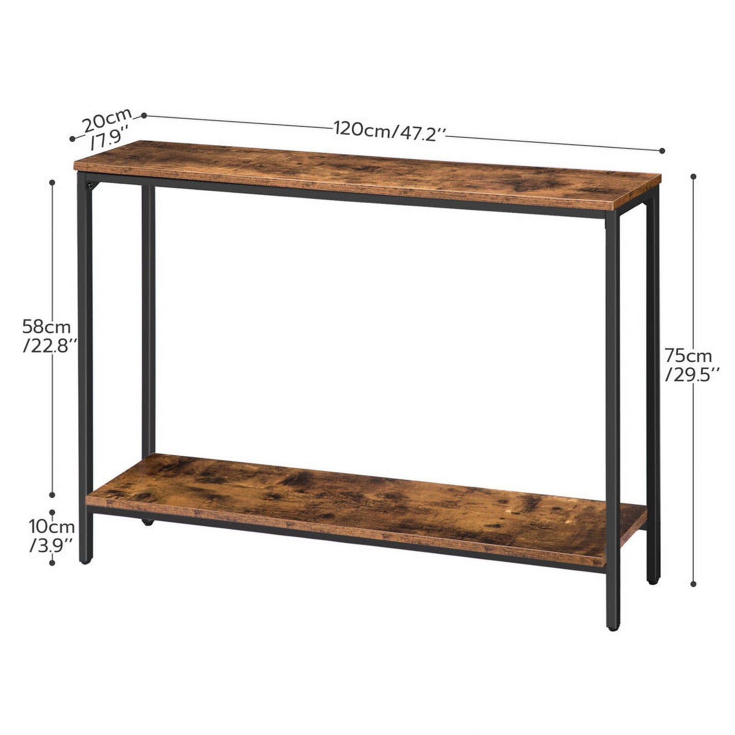 HOOBRO 47.2" Industrial Narrow Console Table for Entryway Living Room Hallway