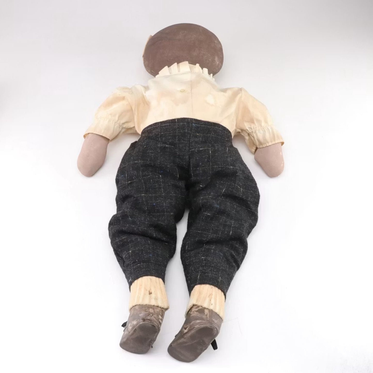 Vintage Handmade Primitive Folk Art Cloth Doll Pair – Boy & Girl – 30” – Signed