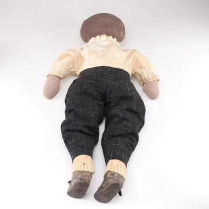Vintage Handmade Primitive Folk Art Cloth Doll Pair – Boy & Girl – 30” – Signed
