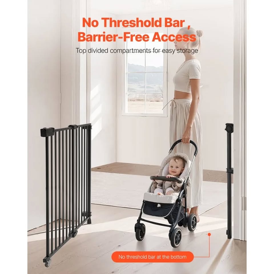 Adjustable Baby & Pet Safety Gate – 29.5 to 43 Inches Wide, 28 Inches High – Black, New in Box