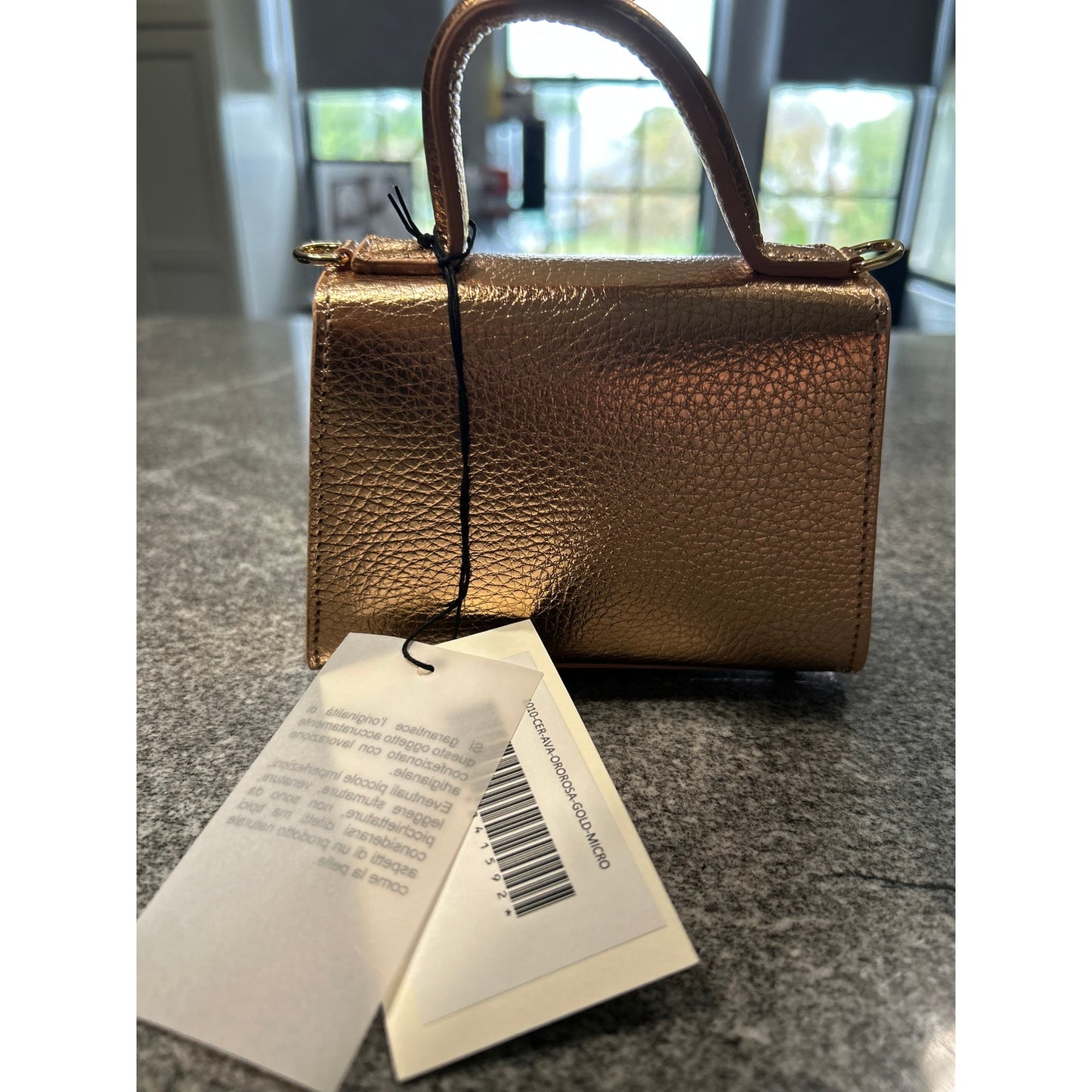 Rare Teddy Blake Ava 6" Micro Handbag – Oro Rosa Gold Leather – NWT