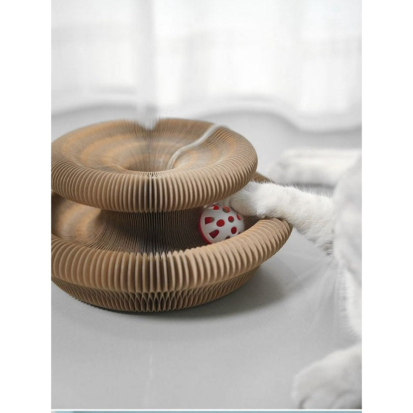 Cat Paw Accordion Scratcher Toy w/ Ball Interactive Cat Scratch Pad NWT