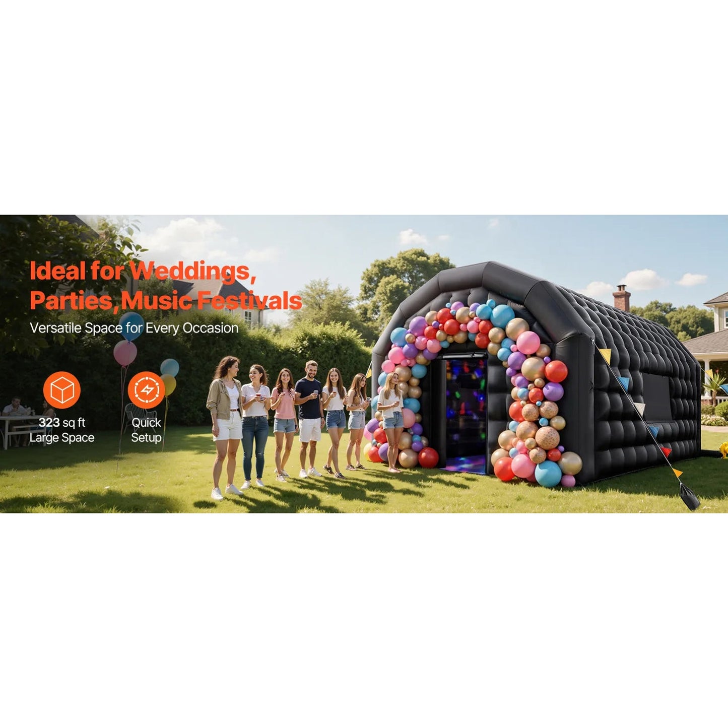 Inflatable Nightclub 19.7 x 16.4 x 12 ft Party Tent with 680W Blower & Sandbags