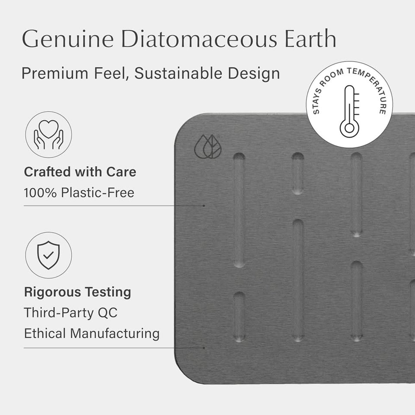 Dorai Quick-Dry Bath Stone Mat with Rubberized Bottom – 24" x 16"