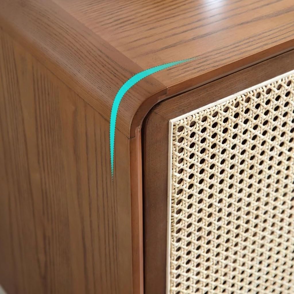 Rattan Storage Cabinet Sideboard Solid Wood Drawer Buffet