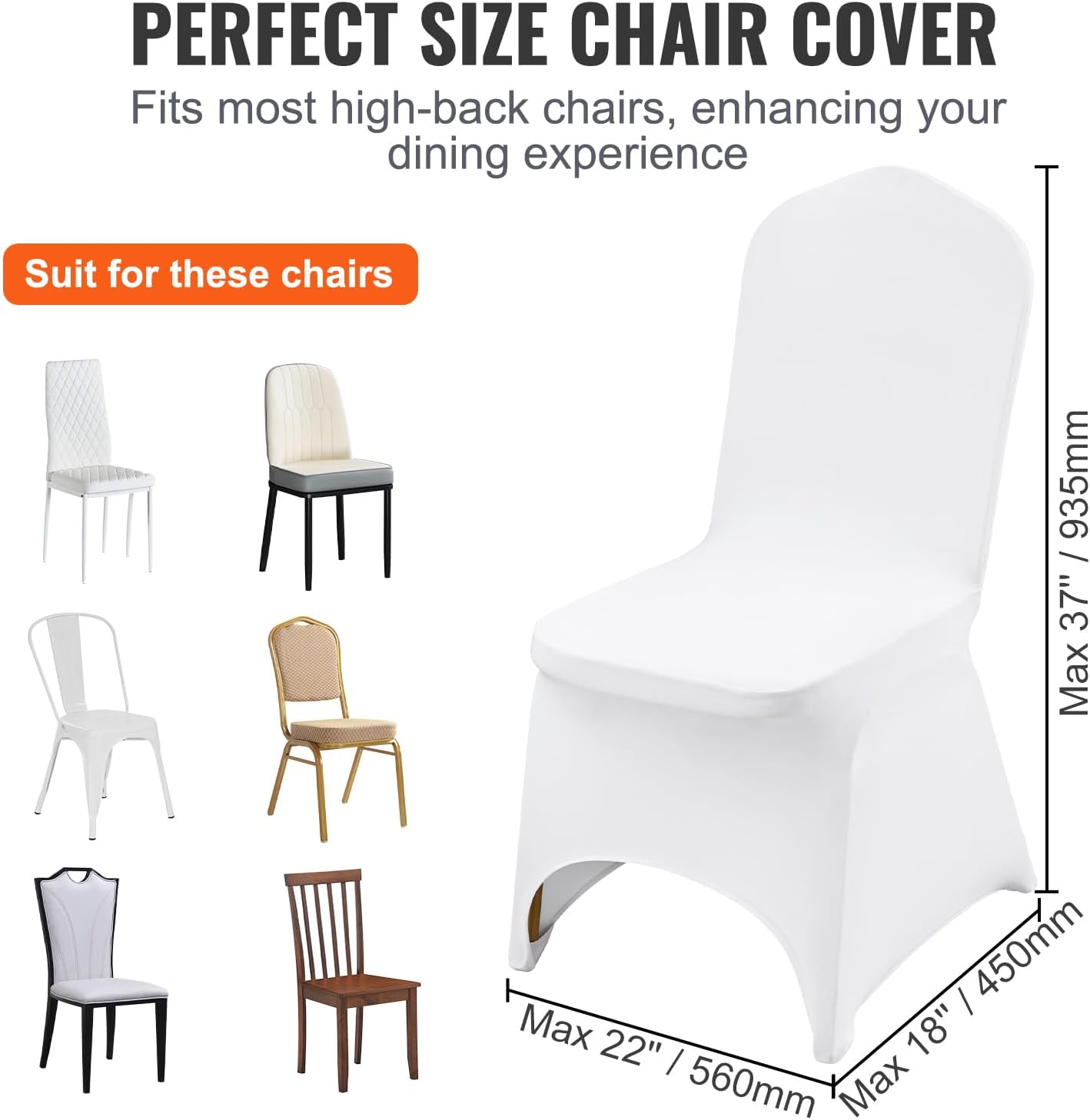 100 Pcs White Polyester Spandex Stretch Chair Covers for Wedding Party Banquet