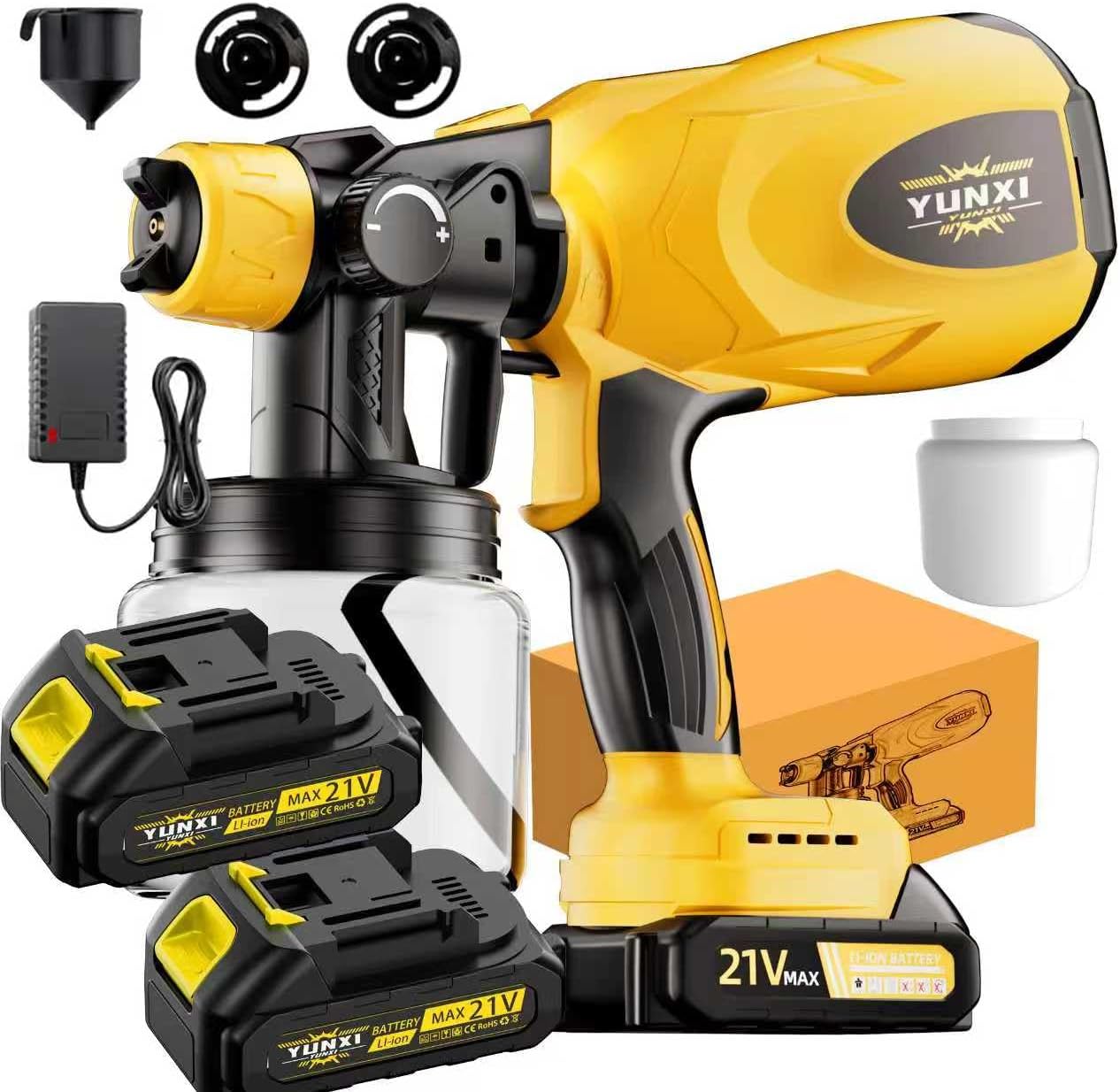 Cordless Electric Paint Sprayer Gun Kit, 1500mAh Rechargeable, Adjustable Spray Modes