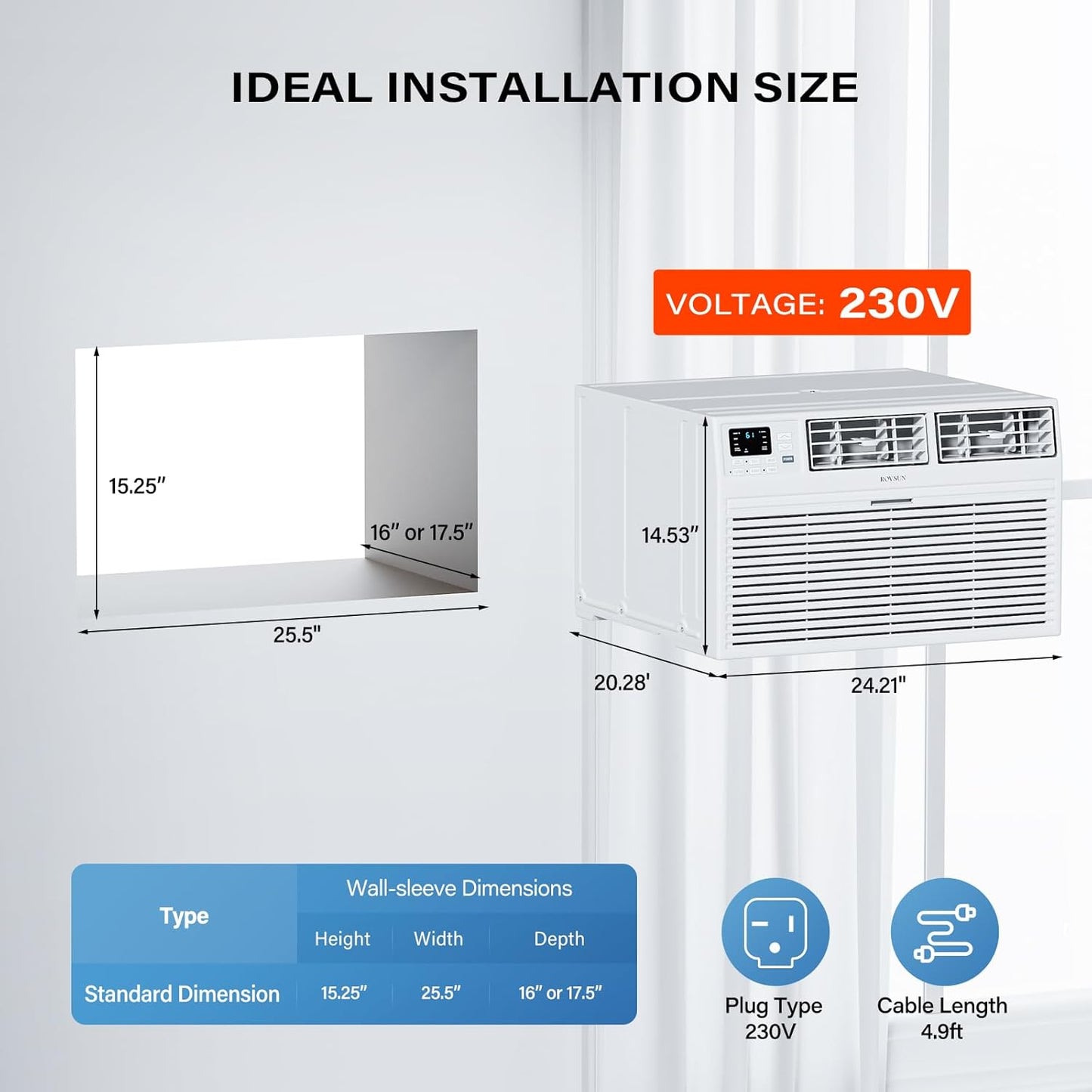 ROVSUN Smart 12000 BTU Through-Wall AC Heater Combo with WiFi Voice Control