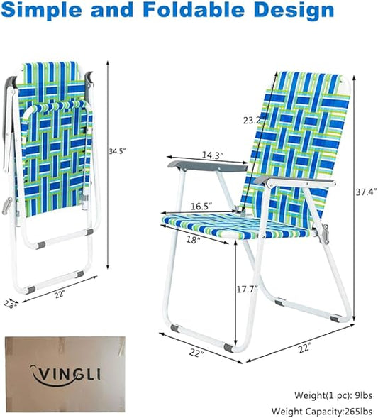 Patio/ Lawn Webbed Folding Chair – 2‑Pack