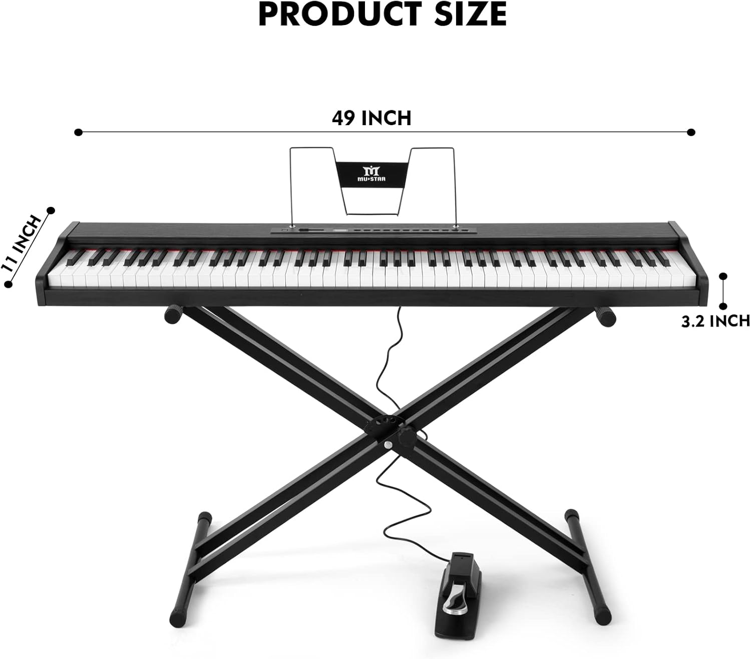 MUSTAR 88-Key Semi-Weighted Digital Piano: Bluetooth, Stand, Pedal, Case