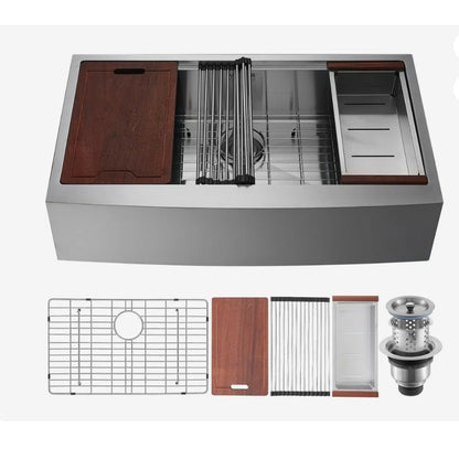 VEVOR 36-Inch Stainless Steel Farmhouse Workstation Sink