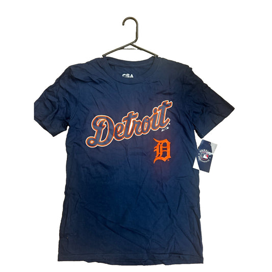 Official MLB Detroit Script Men's T-Shirt NWT Navy Blue Sizes S-XXL