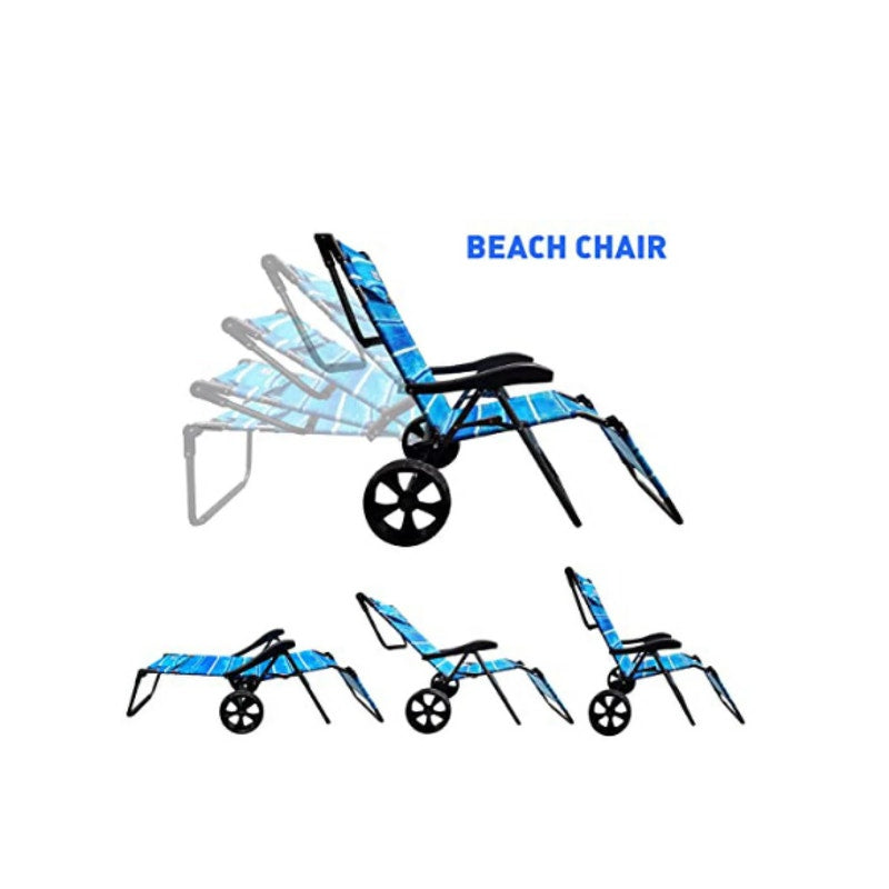 EasyGo 2-in-1 Beach Cart & Lounger Chair – Large Blue Stripes- New in box