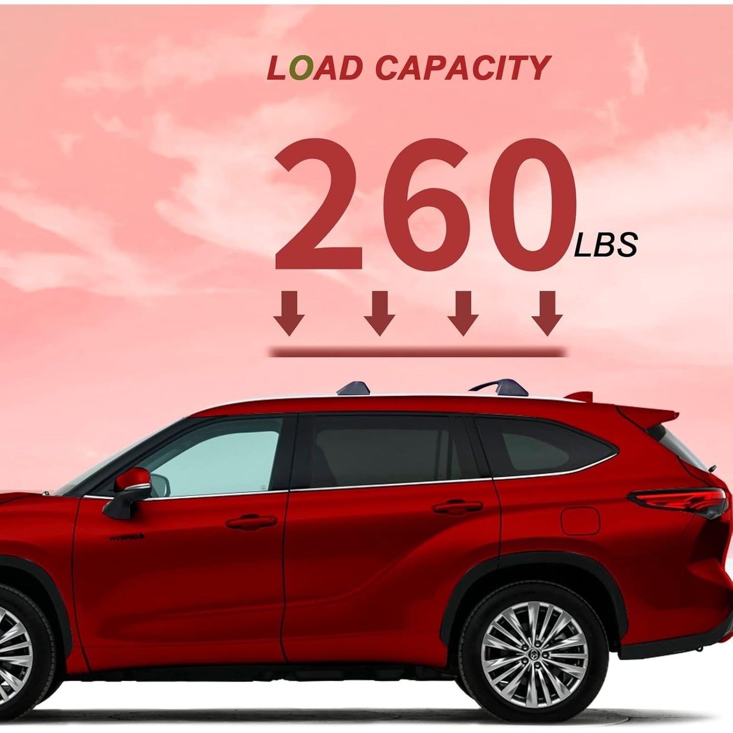 Lockable Roof Rack Cross Bars – Fits Toyota Highlander 2014-2019, 220lb Capacity0