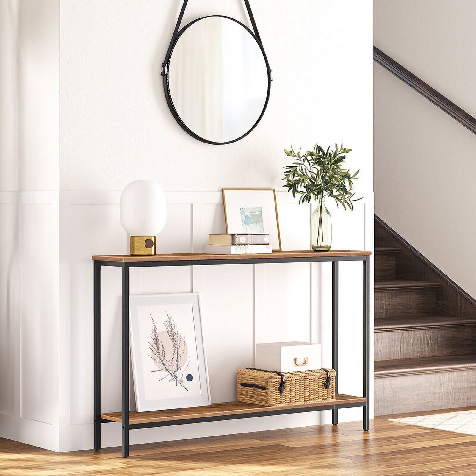 HOOBRO 47.2" Industrial Narrow Console Table for Entryway Living Room Hallway