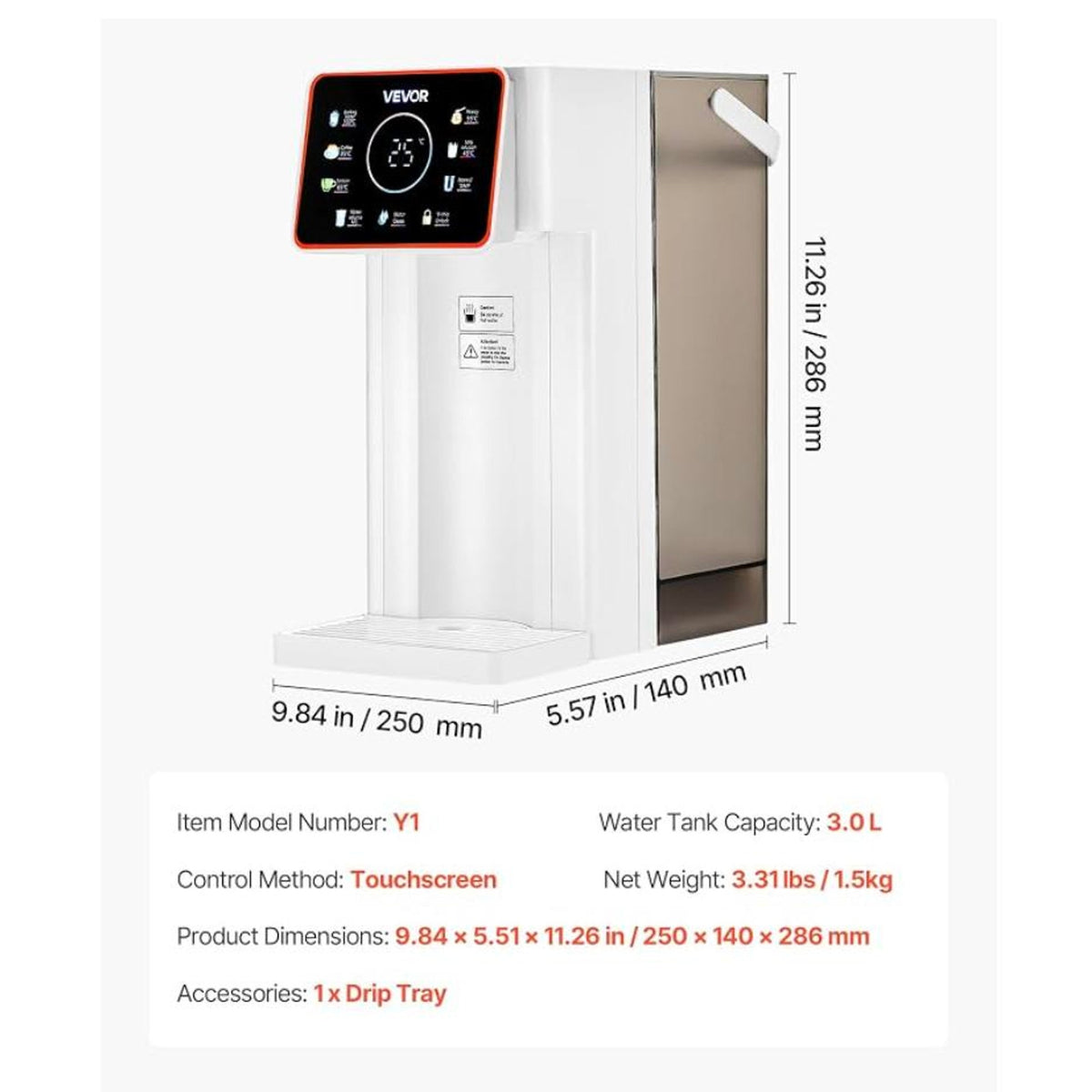 VEVOR Instant Hot Water Dispenser – 3 L, Touchscreen