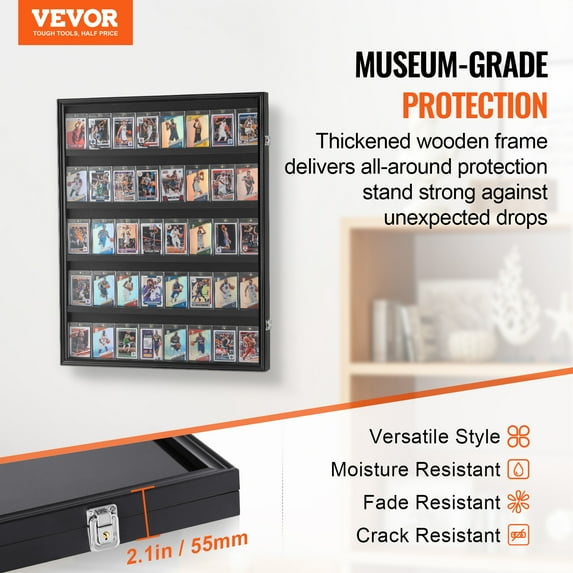 35 Graded Sports Card Display Case 24.3x30.5x2.1 in Lockable Wall Cabinet