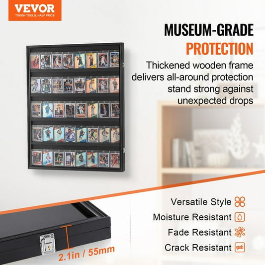 35 Graded Sports Card Display Case 24.3x30.5x2.1 in Lockable Wall Cabinet