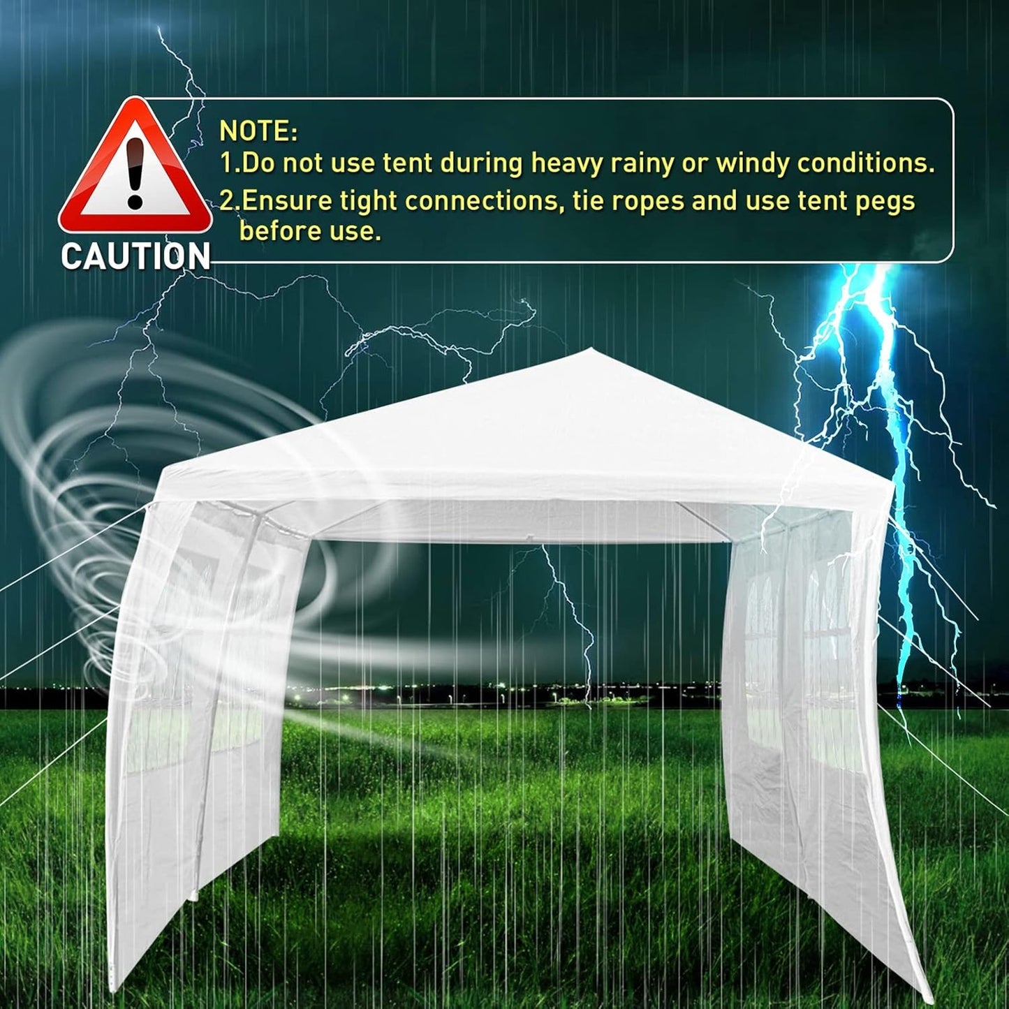 10x20 Waterproof Outdoor Canopy Tent with 4 Removable Sidewalls, White