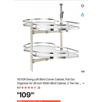 VEVOR Swing Left Blind Corner Cabinet Organizer, Model DG-668R