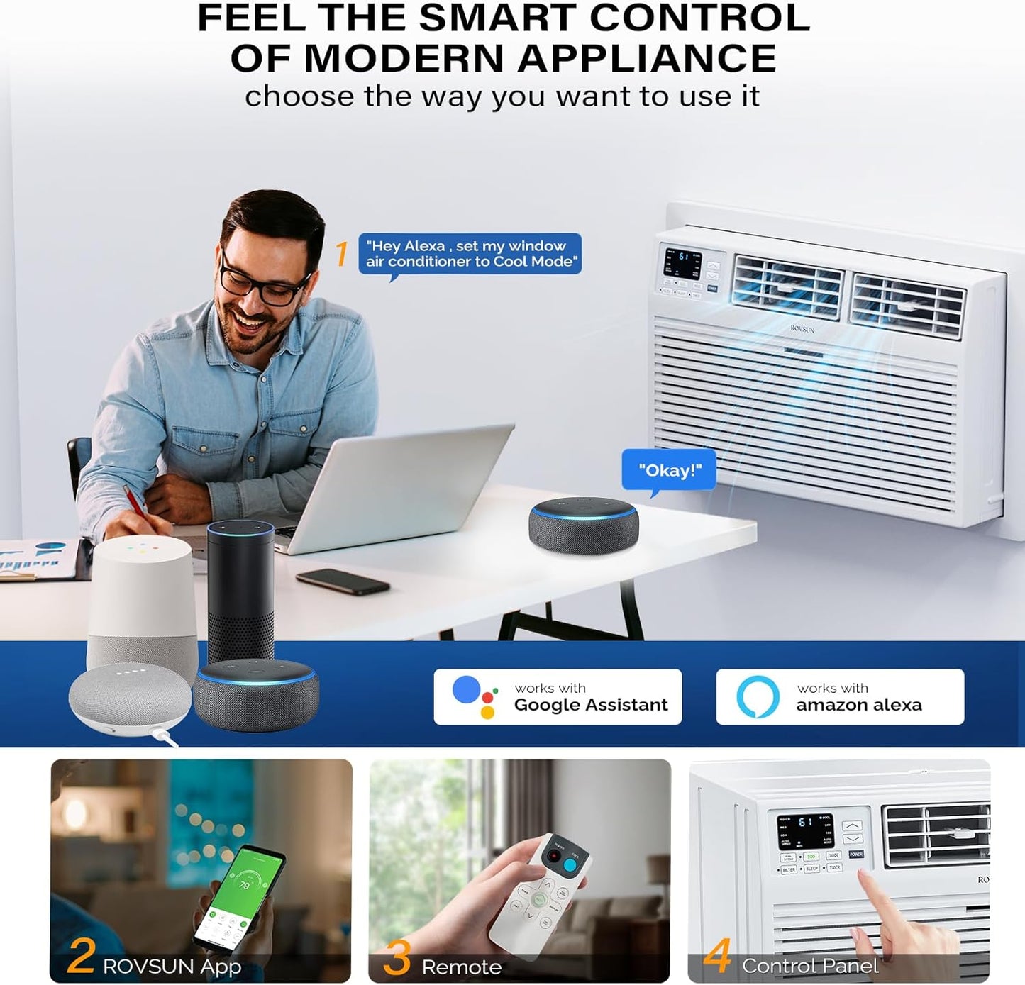 ROVSUN Smart 12000 BTU Through-Wall AC Heater Combo with WiFi Voice Control
