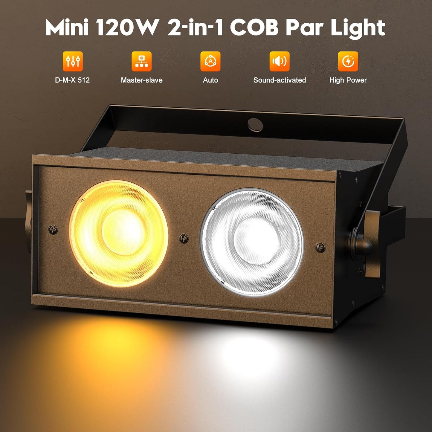 Dynamic 120W COB LED Stage Light: Dual White DMX512 Sound Activated Blinder
