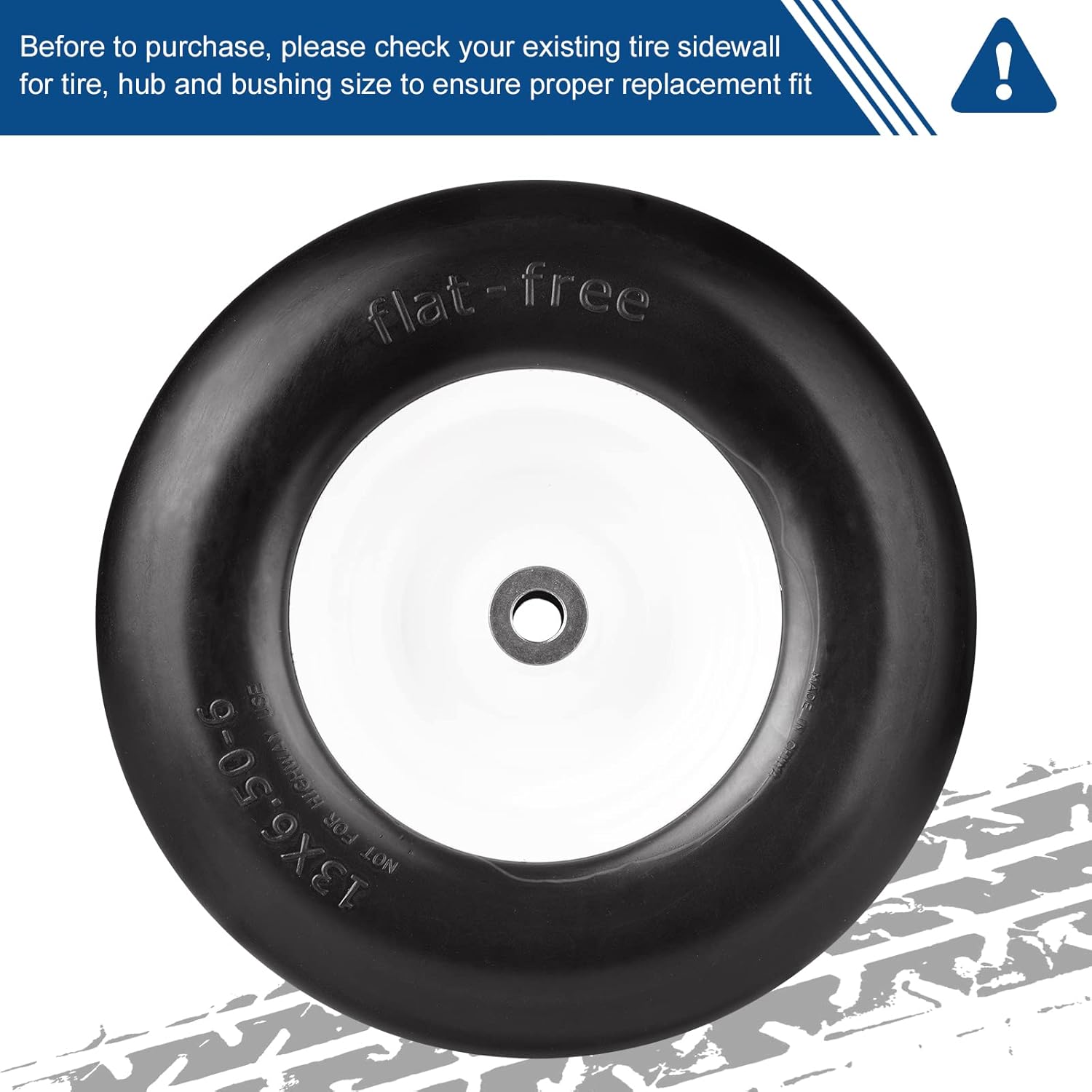 13x6.50-6 Flat-Free Heavy Duty Mower Tires with Steel Rims (Set of 2)