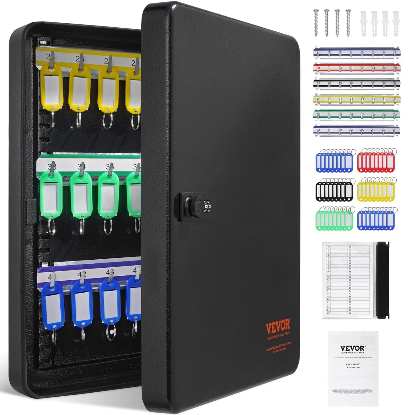 Vevor Key Cabinet YXK370 – Lockable Wall-Mount Key Storage for 48 Keys