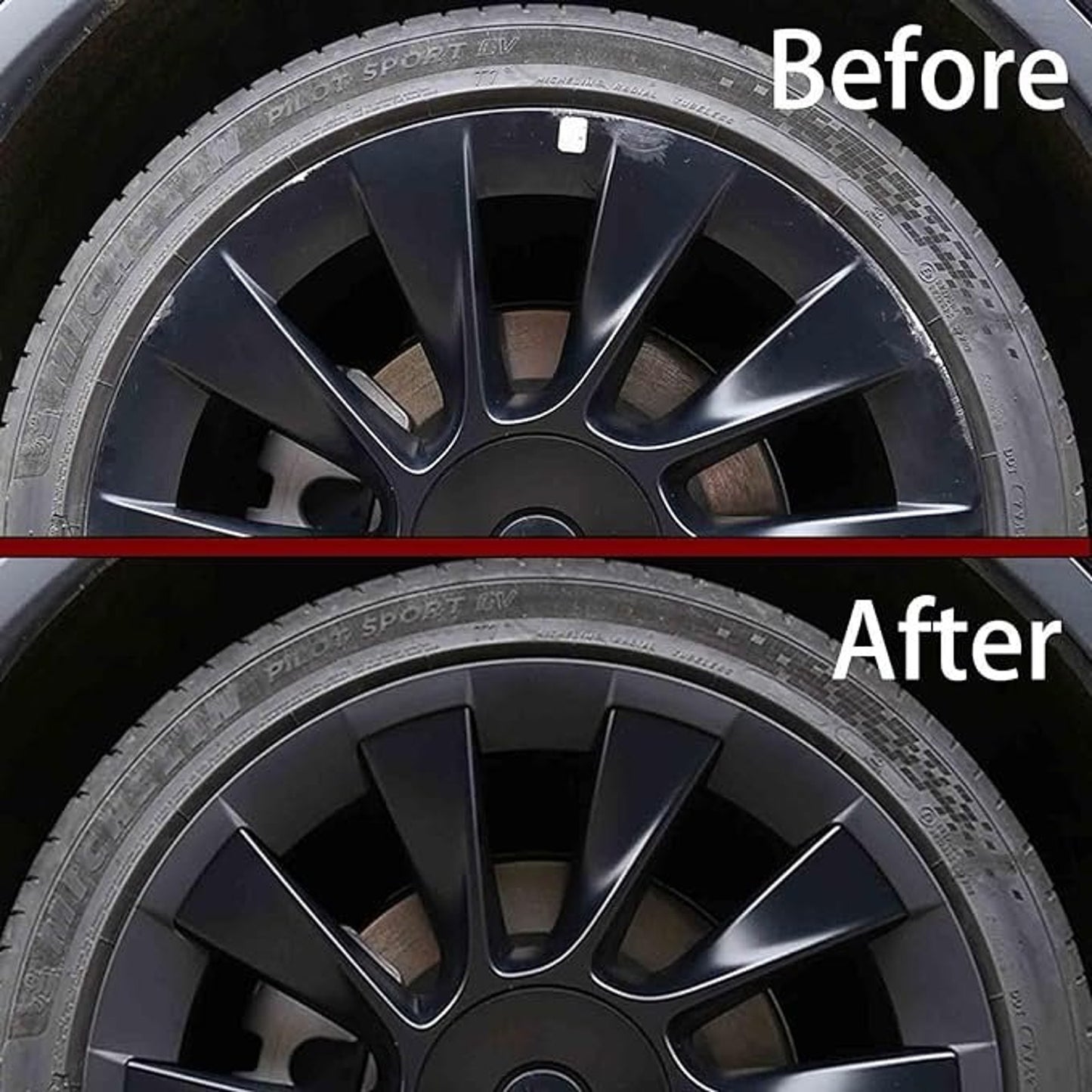 Tesla Model Y 20″ Induction Wheel Rim Protector Rings — Matte Black (4-pc, KALOFOR)
