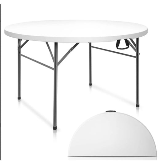 48" Round Folding Table – Portable Indoor/Outdoor Dining, White- NIB