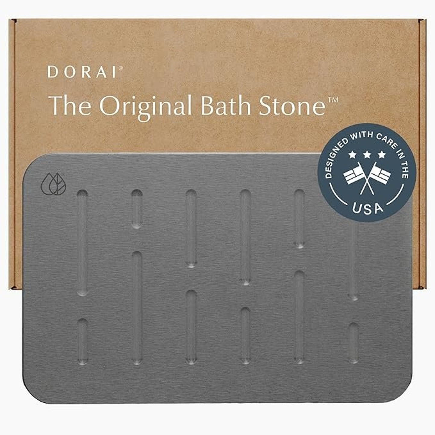 Dorai Quick-Dry Bath Stone Mat with Rubberized Bottom – 24" x 16"