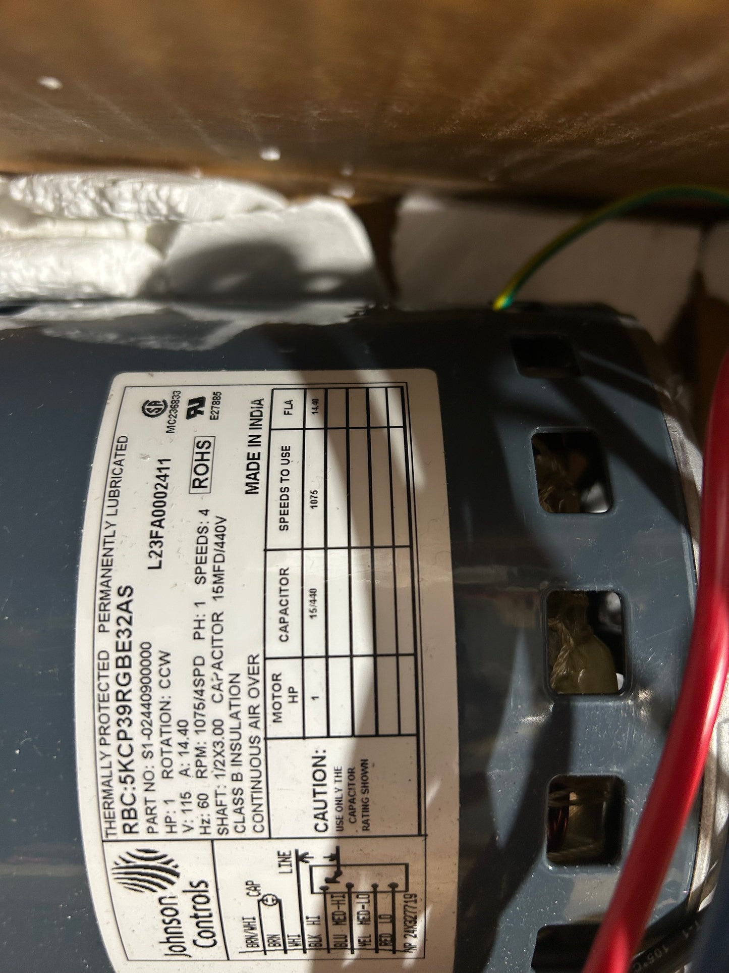 1/3 HP Blower Motor 115V 1075 RPM CCW for Refrigeration Replacement