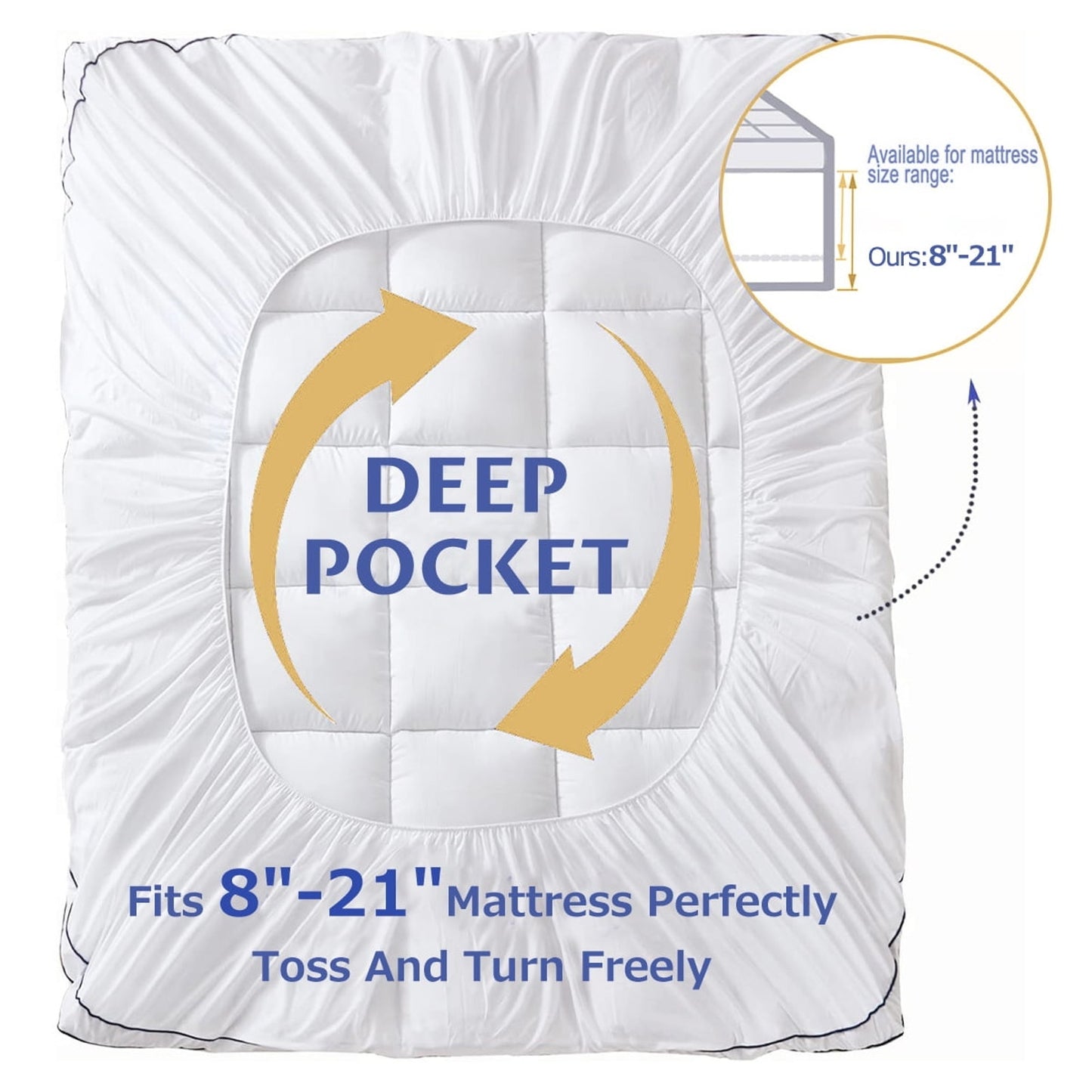 King 2″ Cooling Mattress Topper with Deep Pocket Fit and Down Alternative Fill
