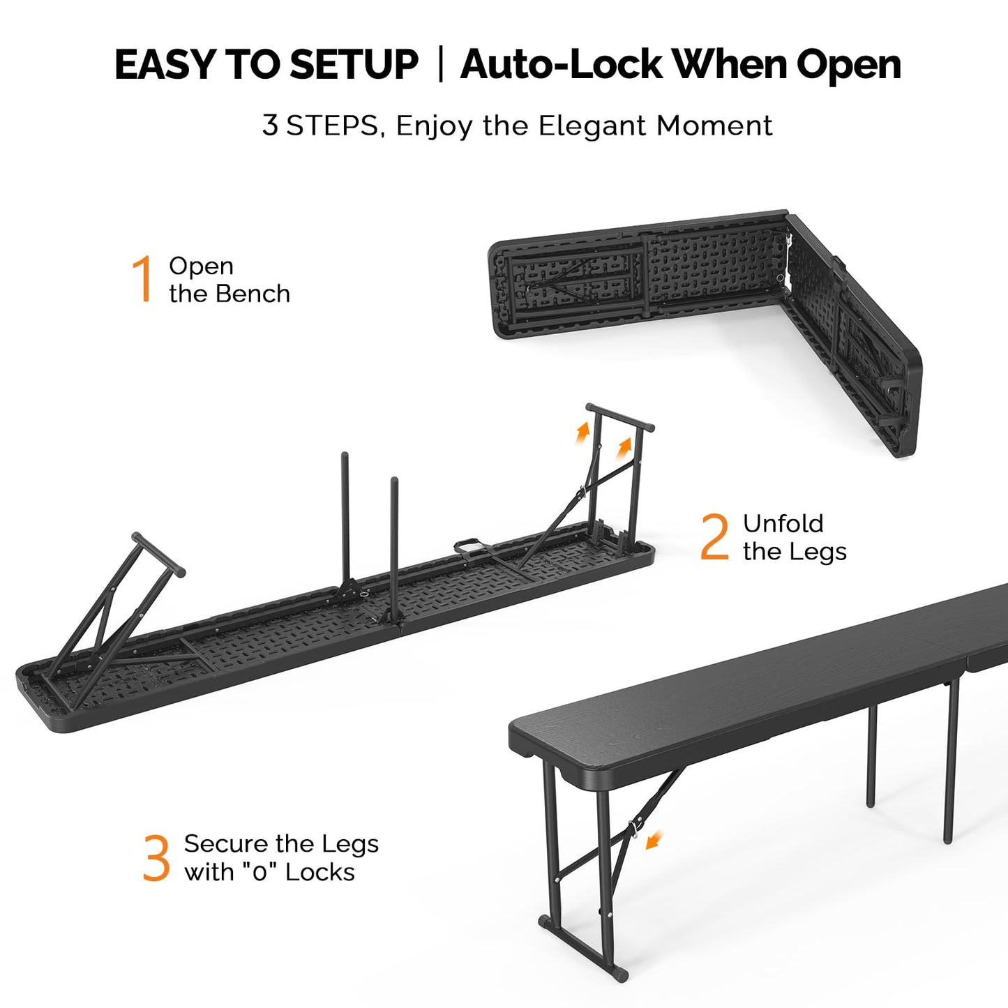 6-Foot Foldable Plastic Utility Bench – Indoor/Outdoor, New in box