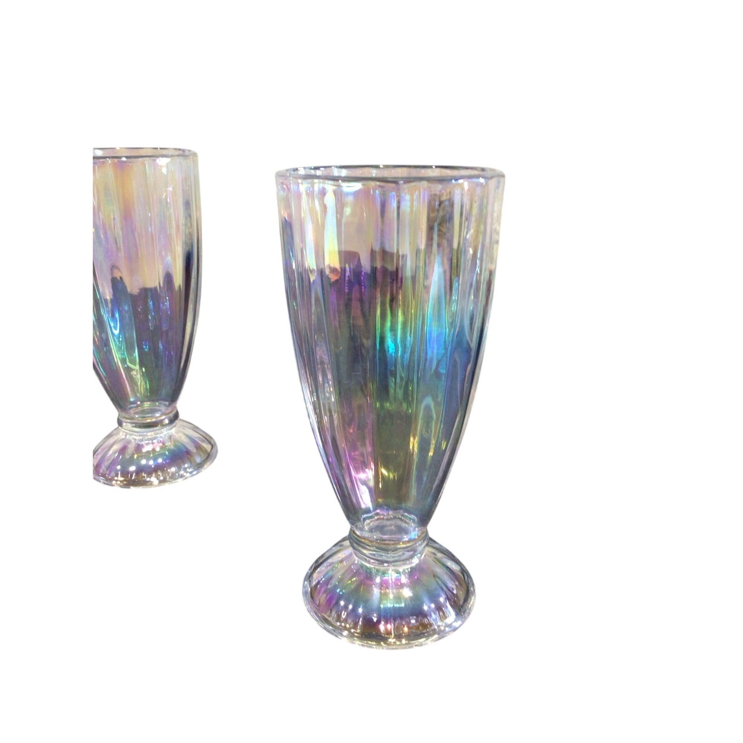Iridescent Milkshake Glasses – Set of 2- (Bulk Available) - Brand New